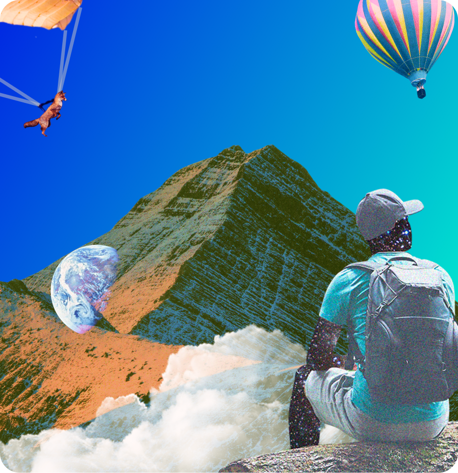 An abstract landscape metaphorically depicting a journey and foresight